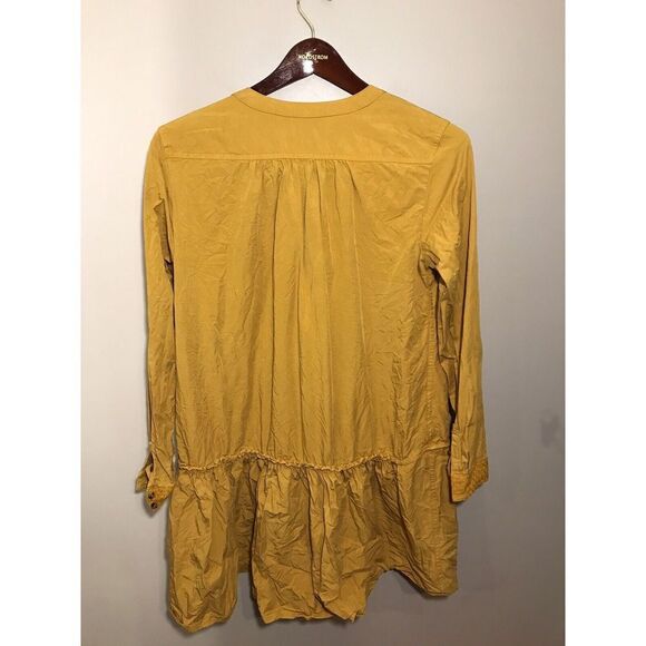 Anthropologie Maeve Marlie‎ Dress Sz 12 Button Front Collar Yellow Gold - Picture 4 of 8